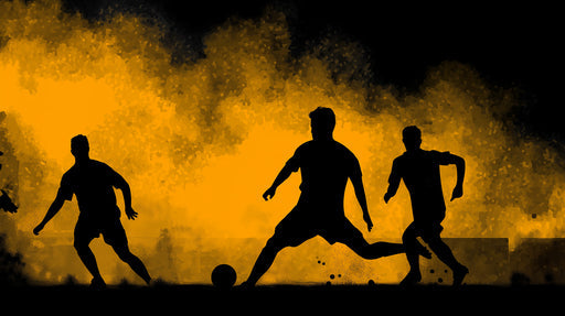 Soccer Action Mural Wallpaper — Dynamic Silhouette and Smoke Burst