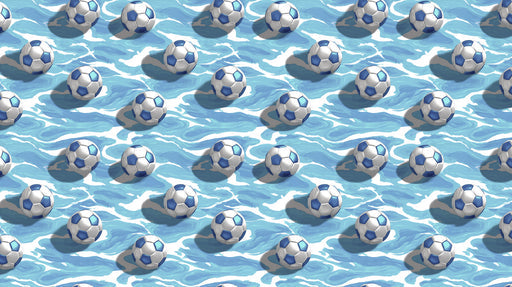 Soccer Ball and Wave Mural Wallpaper — Dynamic Blue Sports Motif