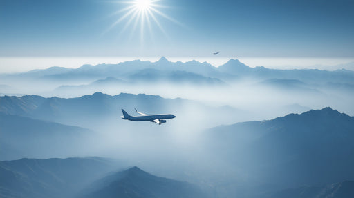 Aviation Misty Mountain Peaks Mural Wallpaper — Modern Blue Sky