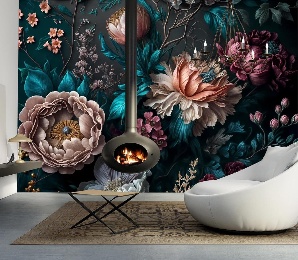 Peony Flowers Mural Wallpaper Peel and Stick