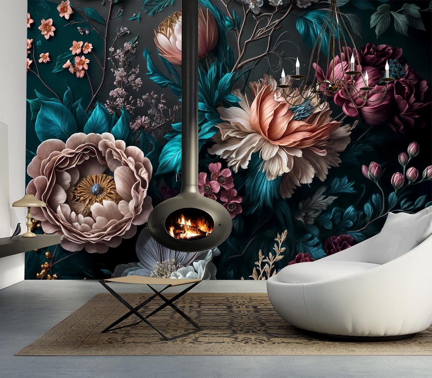 Peony Flowers Mural Wallpaper Peel and Stick