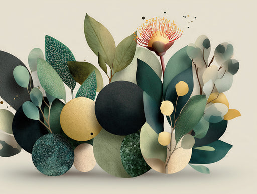 Abstract Botanical Bloom Mural Wallpaper — Modern Foliage Design