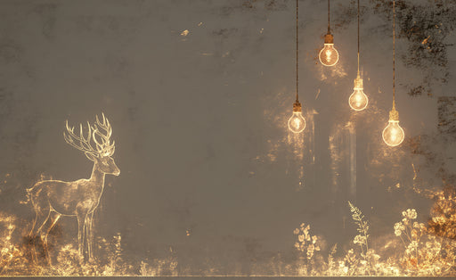 Dark Forest and Deer Mural Wallpaper