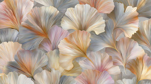 Abstract Ginkgo Leaf Mural Wallpaper — Soft Watercolor Botanical