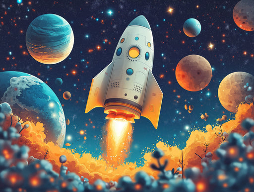 Rocket Launch Mural Wallpaper